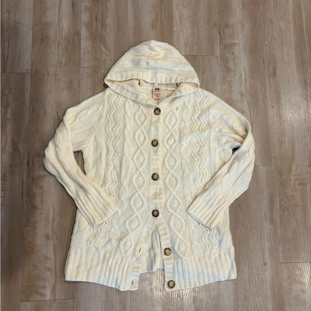Vintage Bohemian Oversized Cable Knit Sweater - Cream Size L